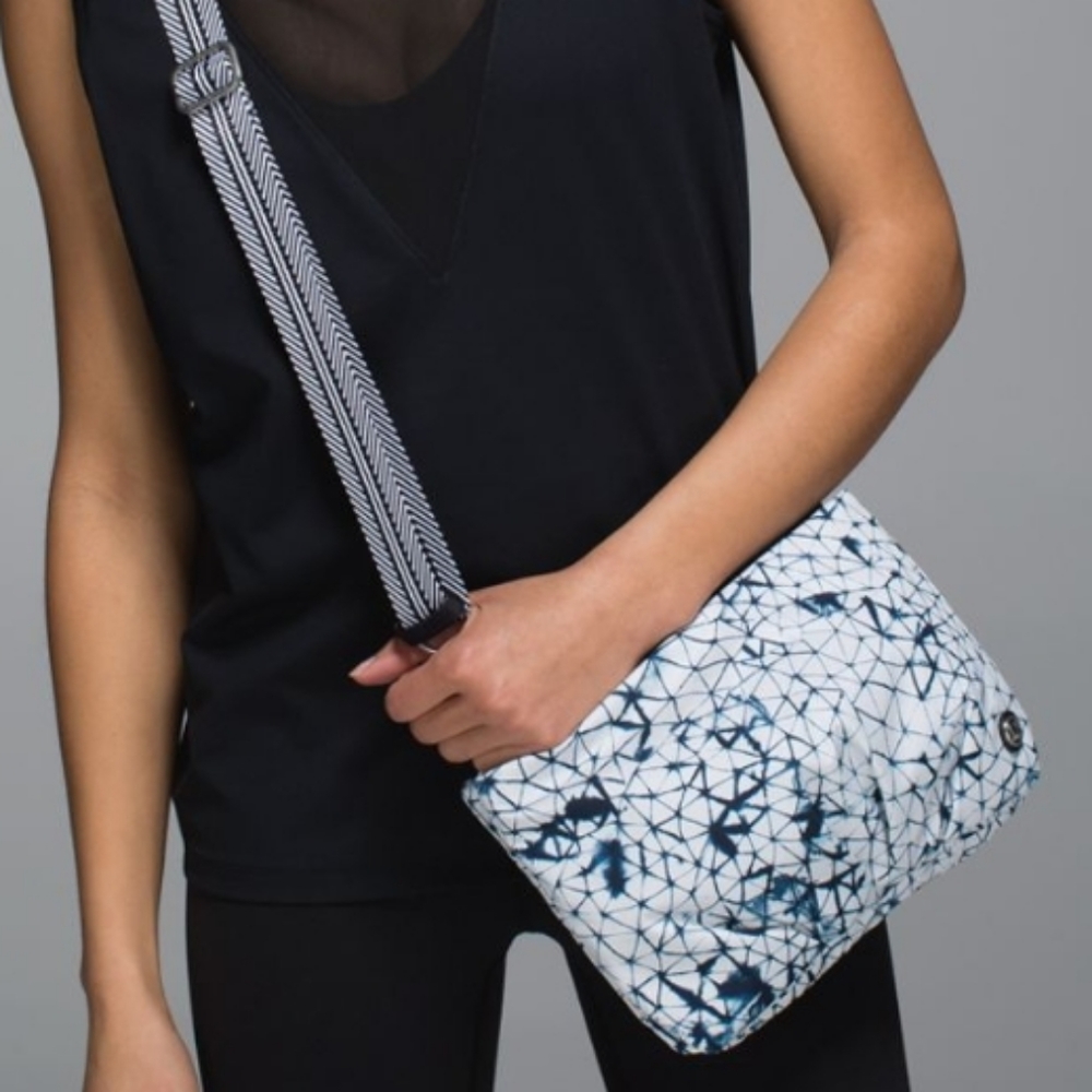 lululemon athletica White and Navy Geometric Crossbody Bag